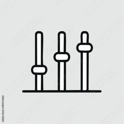 Simple Line Art Icon of Three Vertical Sliders on a Light Gray Background control adjustment