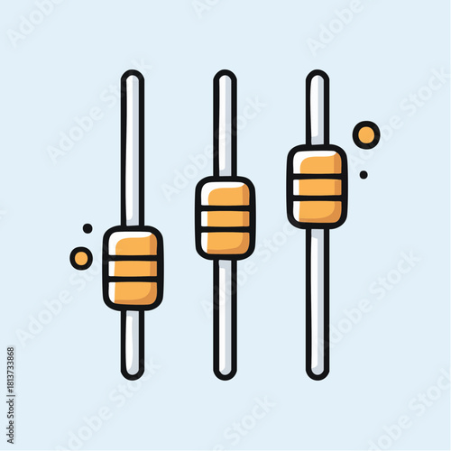 Colorful Illustration of Three Vertical Sliders with Orange and Yellow Accents control adjustment