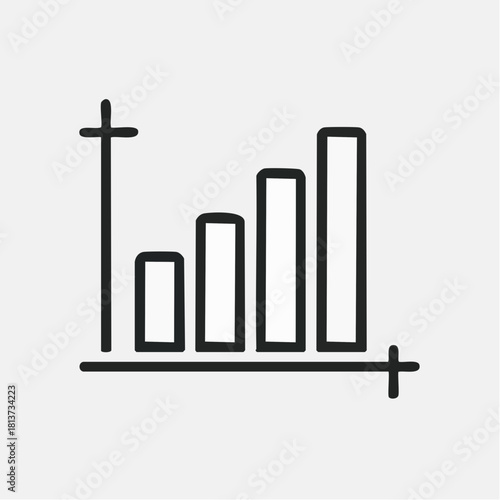 Basic Hand- Drawn Bar Chart Showing Increasing Values on a White Background graph data