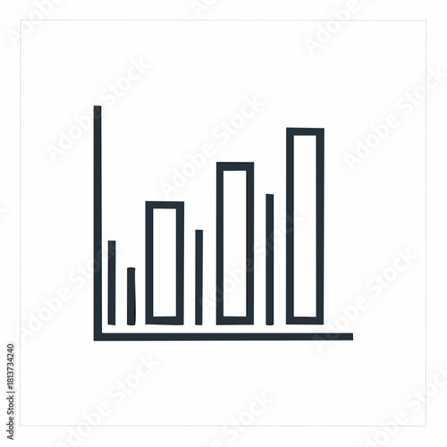 Outline Bar Chart with Increasing Bars on a White Background graph data
