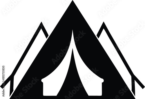 Black Silhouette of a Camping Tent

