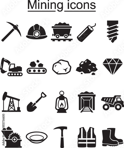 Mining Vector Icon Sheet – Industry and Excavation Icons