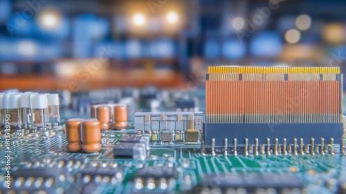 Electronic Circuitry Close-Up: An intricate network of electronic components, highlighting the complexity and technological advancements within the world of digital circuits.