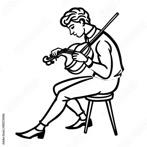 sketch of a man playing guitar
