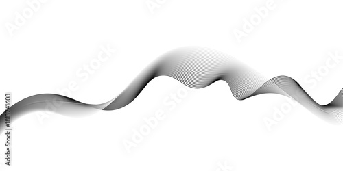 Abstract grey smooth element swoosh speed wave modern stream background, Undulate Grey Wave Swirl, frequency sound wave, wallpaper background with wave design. Vector illustration,