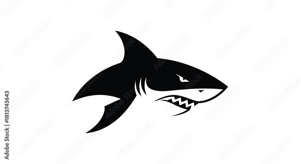 Obraz premium Aggressive Shark Silhouette Logo