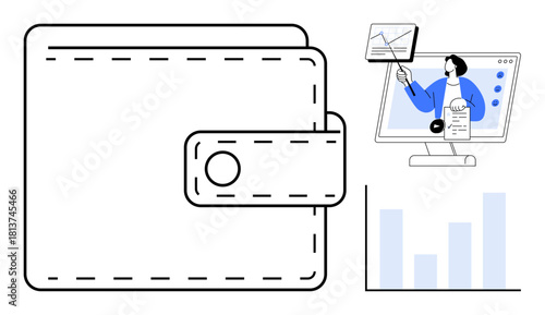 Digital wallet concept. Digital wallet simplifies online payments and secure transactions. Digital wallet integration for e-commerce, fintech apps, financial analytics, and remote services