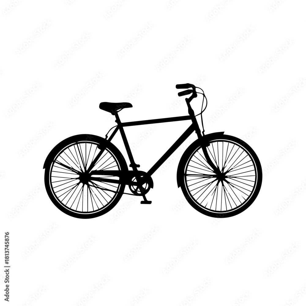 Fototapeta premium Black bicycle silhouette Perfect for cycling, recreation, and urban transportation