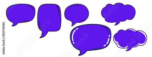 Set of Colorful Speech Bubbles with Outlines for Communication and Design Elements