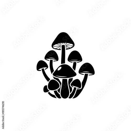 Black and White Mushroom Cluster A Simple and Elegant Illustration for Design