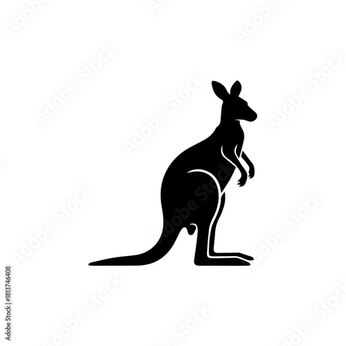 Simple Black Kangaroo Silhouette Vector Illustration For Various Design Purposes