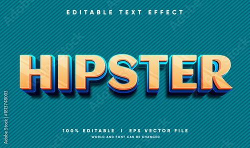 hipster 3d vector text effect with modern style
