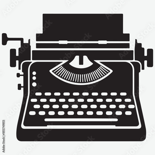 Black and White Silhouette of a Vintage Typewriter