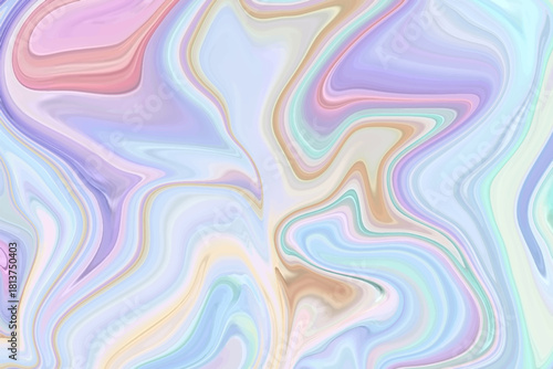 Soft iridescent pastel color waves in a liquid marble effect, an abstract fantasy background with gentle swirls Background 