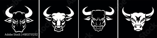 Black and white Logo of an angry bull's head