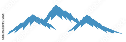 Isolated silhouette of high rocky mountains. Vector illustration on a transparent background.