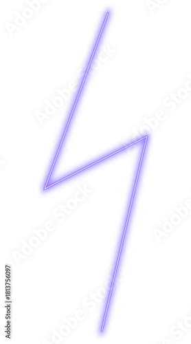Neon lightning icon, lilac lightning illustration on transparent background.
