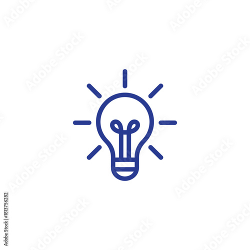 Bright idea concept for innovation, solutions, and creativity with glowing blue lightbulb icon - spark new ideas and inspiration for business success