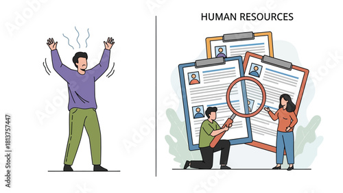 Human Resources Recruitment Process and Candidate Stress Concept Illustration