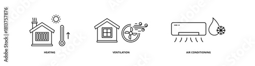 HVAC icon set with heating, ventilation, and air conditioning