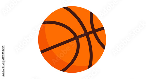 A vibrant orange basketball with black lines, illustrated simply on a clean white background.