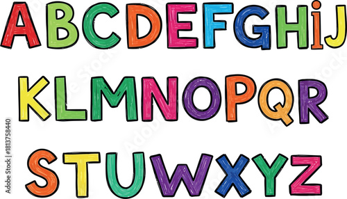 Colorful english alphabet uppercase letters for educational use