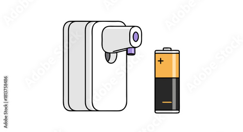 Automatic hand sanitizer dispenser with integrated thermometer and a large battery.