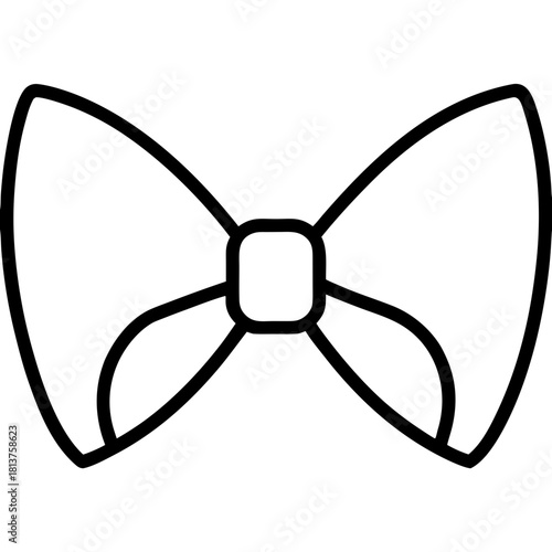 Illustration of a simple outline bow tie design on transparent background