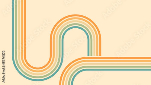 Abstract background of rainbow groovy Wavy Line design in 1970s Hippie Retro style. Vector pattern ready to use for cloth, textile, wrap and other.
