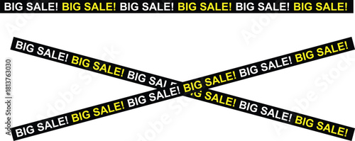 Big sale banner set black and yellow promotional ribbons with text isolated vector illustration for advertising and marketing campaigns