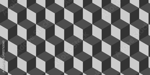 Abstract square gradient black cubic square shape backdrop texture. cube geometric wall and floor vector diamond hexagon triangle wallpaper background.	