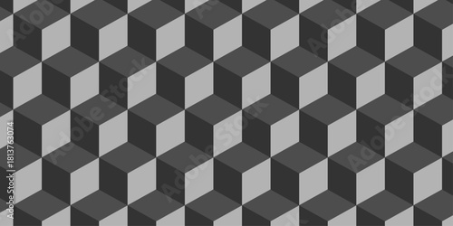 Abstract square gradient black cubic square shape backdrop texture. cube geometric wall and floor vector diamond hexagon triangle wallpaper background.	