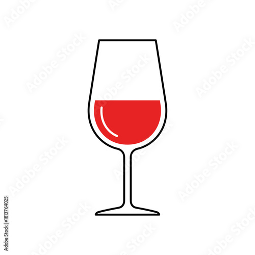 Red wine glass illustration with bright liquid on a white background