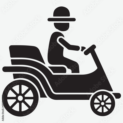 Vintage Car Icon: Person Driving a Classic Automobile