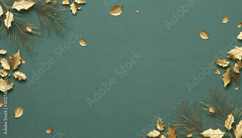 Elegant golden leaves frame invites, adding a touch of luxury for your holiday season