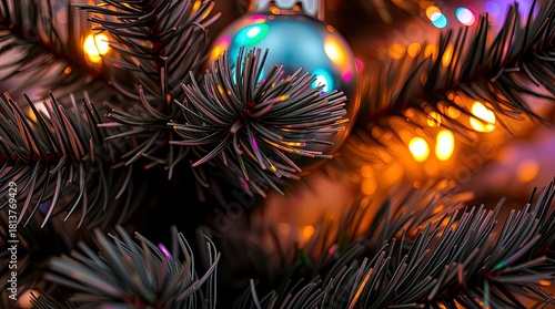 Wallpaper Mural Iridescent Christmas Tree Close-Up with Vibrant Shifting Colors and Reflective Details Torontodigital.ca