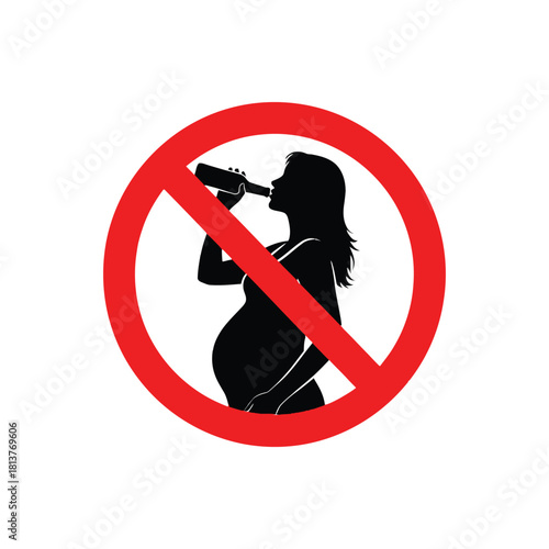 No alcohol consumption during pregnancy a warning sign featuring a silhouette