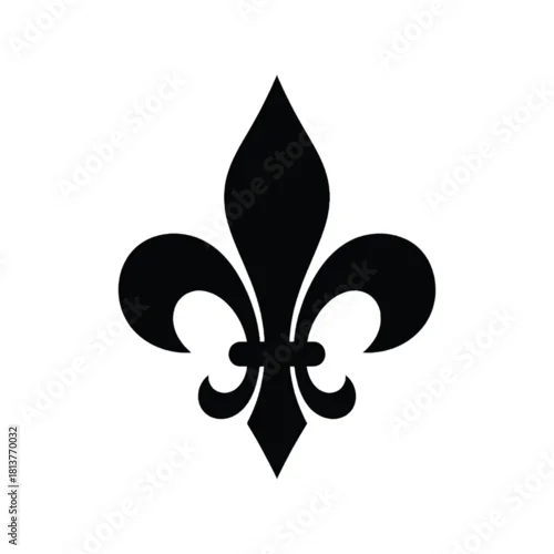 Fototapeta A striking black fleur de lis symbol a classic heraldic design element