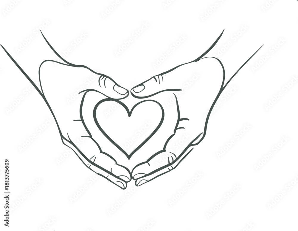 Fototapeta premium Hands forming a heart shape graphic illustration of love and care