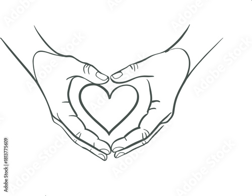 Hands forming a heart shape graphic illustration of love and care