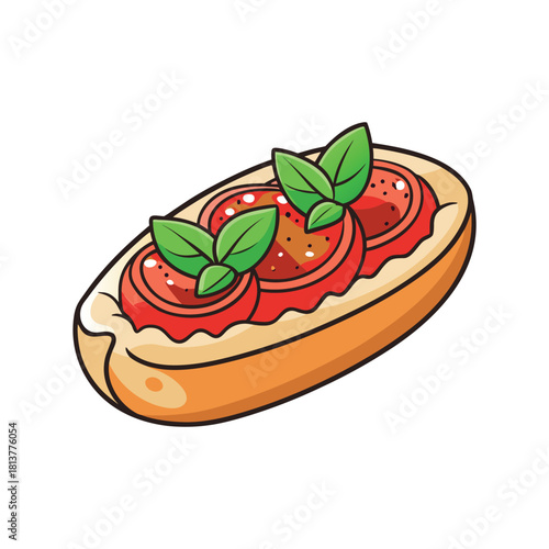 Delicious Bruschetta With Tomatoes And Basil, Italian Appetizer