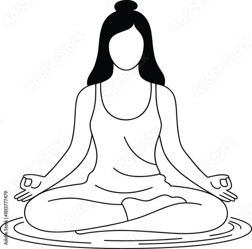 Woman in lotus position meditation vector illustration wellness spirituality harmony