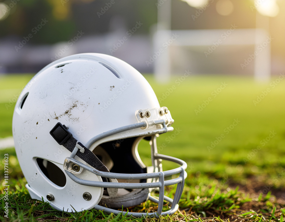 Fototapeta premium American Football Helmet on Ground