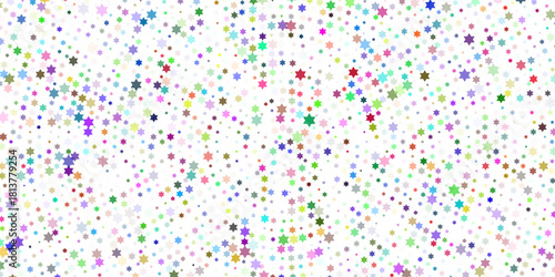 Light Multicolor, Rainbow vector pattern with colored spheres. Geometric sample of repeating circles on white background in halftone style.
