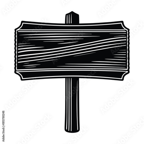 Vector illustration of a blank plank wood sign wit