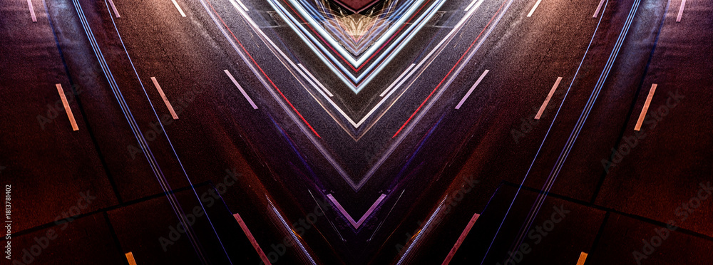 Obraz premium car lights trails on road