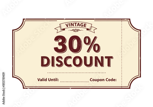 vintage retro ticket 30% off