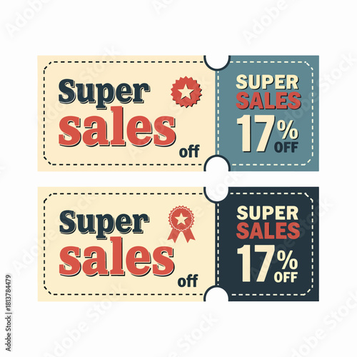 Vintage ticket, vector sale ticket, vintage movie tickets