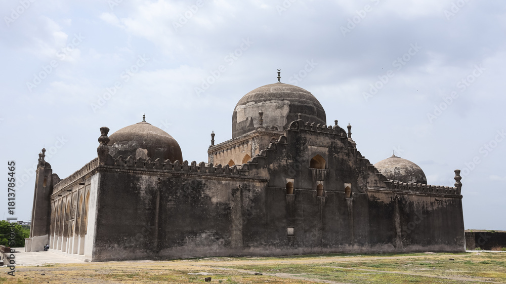 Naklejka premium India, Karnataka, Vijayapura, Huge Dome and Premises of Jamia Mosque of Vijayapura, Built in 16th Century By Bahamani Dynasty.