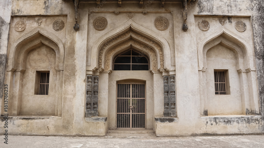 Naklejka premium India, Karnataka, Vijayapura, The Mughal Architectural Marvel Haft Gumbad or Haft Tomb, it Built in 15th Century by Bahamani Dynasty of Vijayapura.